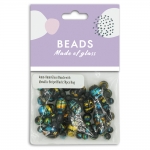 Glass Beads 4-8mm Stripe Black Pack 50pcs
